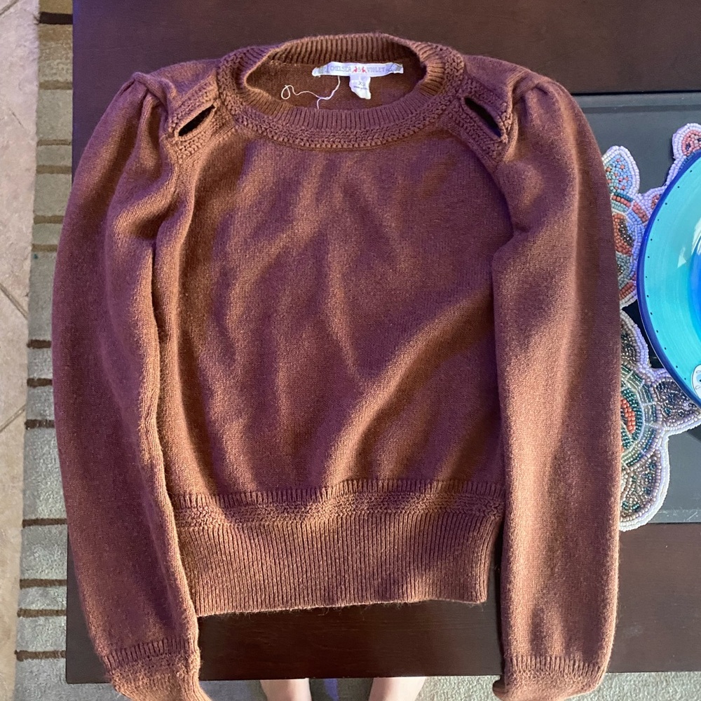 Burnt Orange sweater with shoulder pads